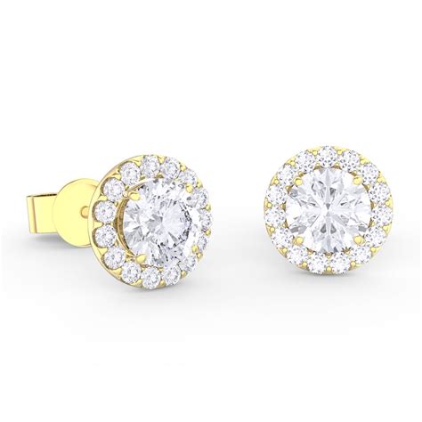 Eternity Ct Moissanite Halo K Yellow Gold Stud Earrings Jian London