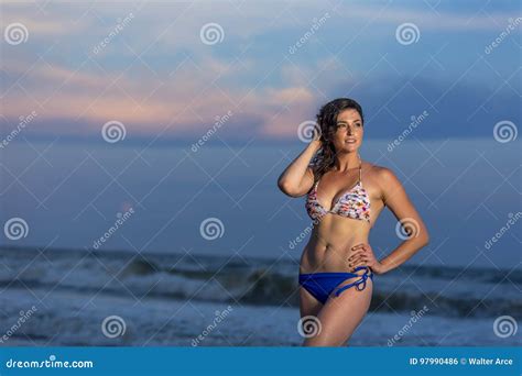 At The Beach Modelo Femenino Moreno Alto Foto De Archivo Imagen De