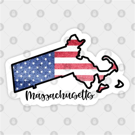 Massachusetts State Outline With Patriotic Usa American Flag Massachusetts Patriot Sticker