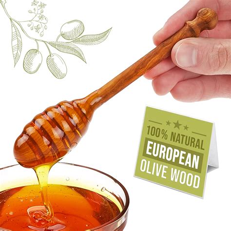 Olive Wood Honey Dipper Stick 6 Inch Wooden Honey Spoon For Jar