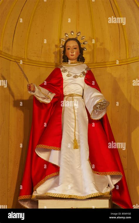 Statue of Santa Lucia (saint Lucy), patron saint of eyes, in church on ...