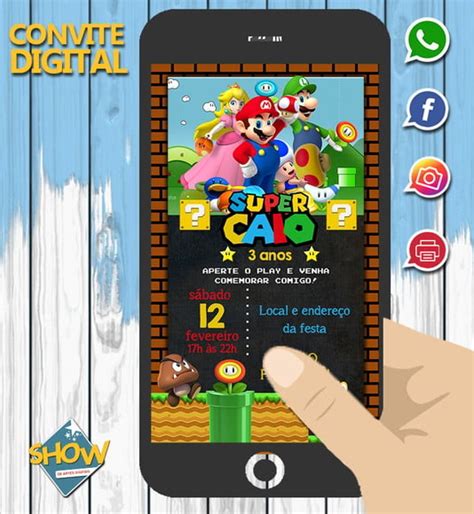 Convite Digital Super Mario Bros Elo Produtos Especiais