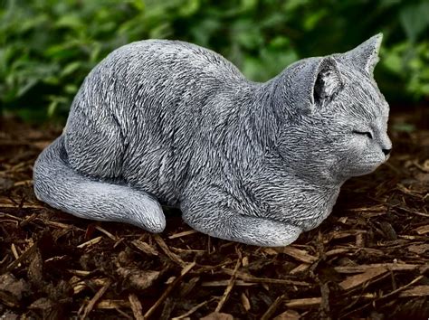 Sleeping Cat Statue Cement Cat Sculpture Outdoor Cat Figure Etsy