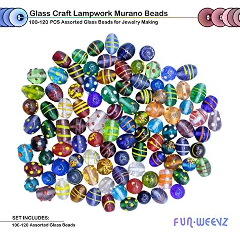 Fun Weevz Assorted Glass Beads For Jewelry Making Adults Bulk Glass Beads For Crafts Lampwork