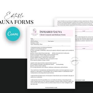 Infrared Sauna Consent Form Sauna Detox Consent Forms Etsy