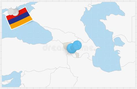 Map Of Armenia With A Pinned Blue Pin Pinned Flag Of Armenia Stock