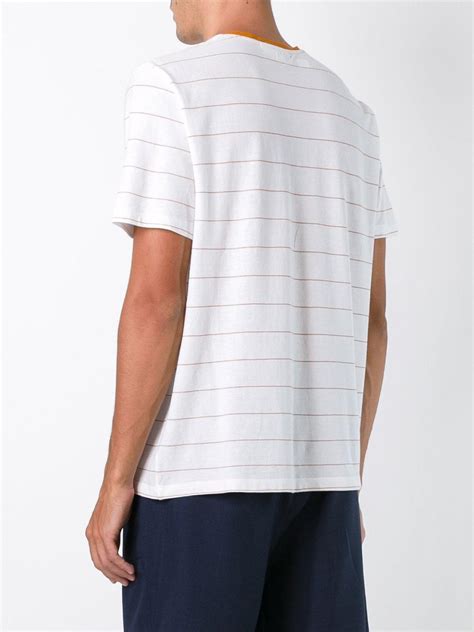 Ami Thin Stripe T Shirt In White For Men Lyst