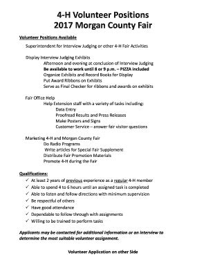 Fillable Online Morgan Colostate H Volunteer Positions Morgan