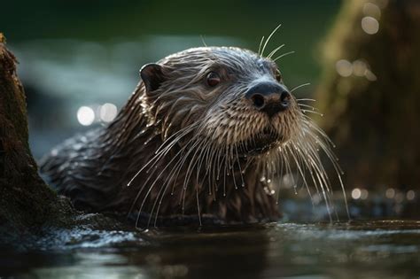 Premium AI Image | Sea otters swimming at water