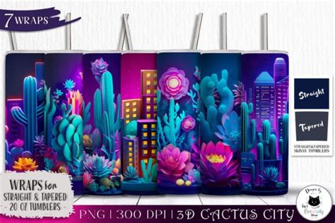 3D Tumbler Wraps Cactus Sublimation Graphic By Ivys Creativity House