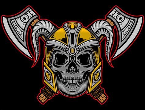 Premium Vector Skull Viking Helmet Illustration With An Axe