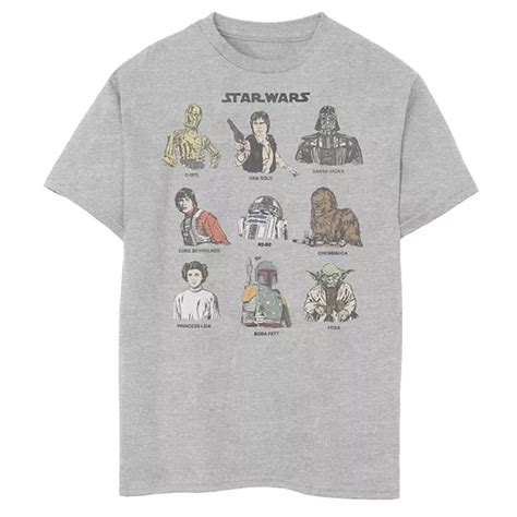 Boys 8 20 Star Wars Classic Retro Character Cast Cartoon Style Graphic Tee