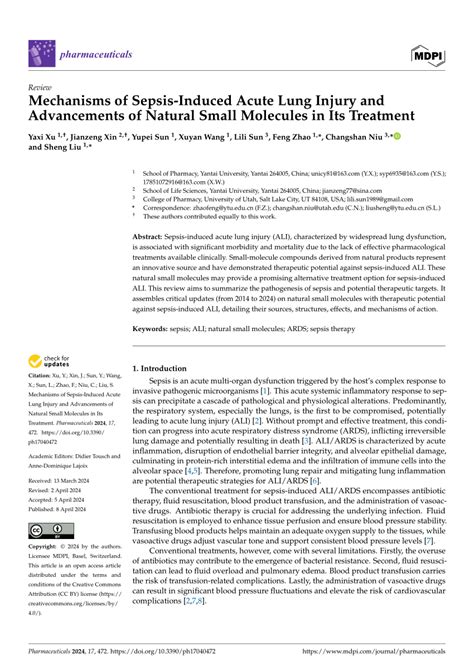 PDF Mechanisms Of Sepsis Induced Acute Lung Injury And Advancements