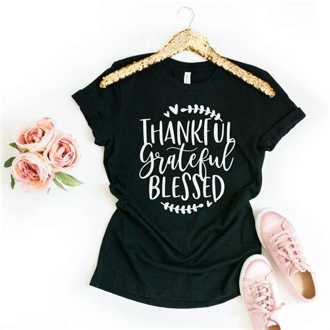 Thankful Grateful Blessed Tee White Ink Simply Tees