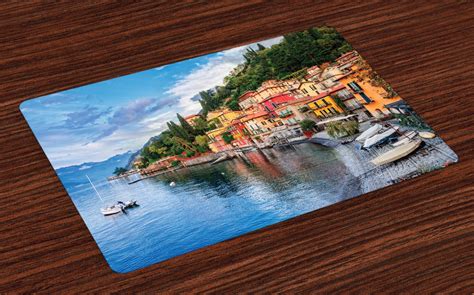 Italian Placemats Set Of Summer Village By The Mediterranean Sea With