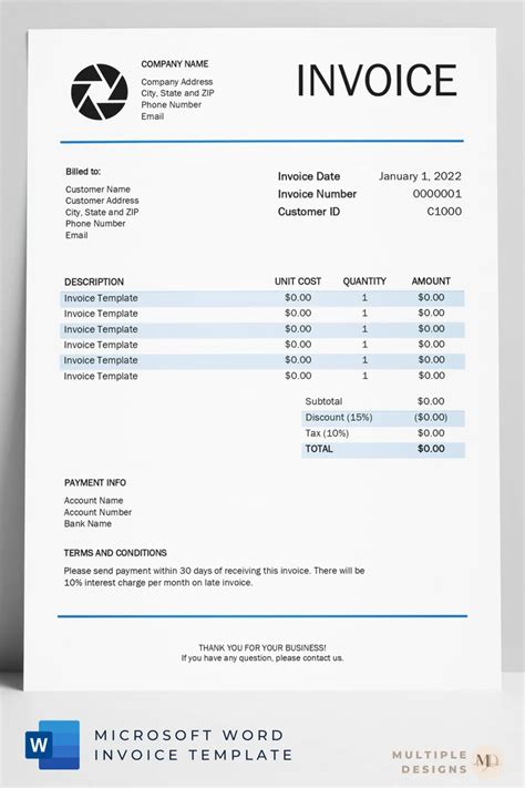 Microsoft Word Invoice Template - Etsy