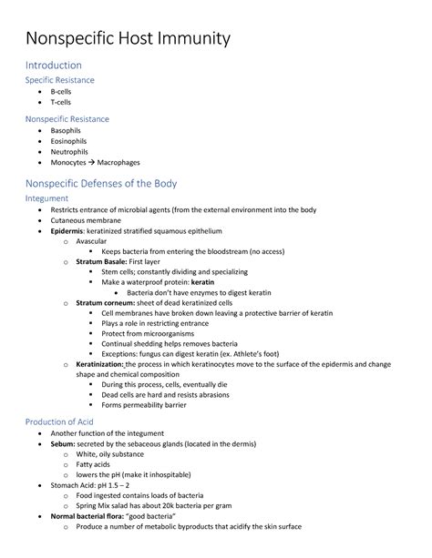 Nonspecific Host Immunity Nonspecific Host Immunity Introduction