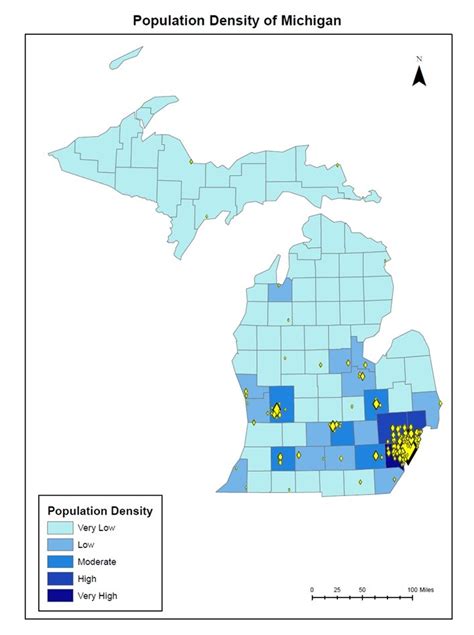 Michigan Population Density Franks Msu Gis Cartography Portfolio