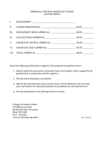 Cover Sheet New Degree Program Proposal Doc Template Pdffiller