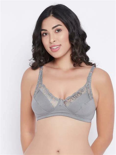 Buy Clovia Grey Solid Cotton Single T Shirt Bra Online At Best Prices