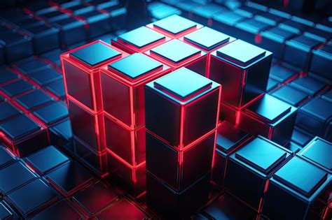 Premium Photo Illustration Of Stacked Red And Blue Cubes Generative Ai