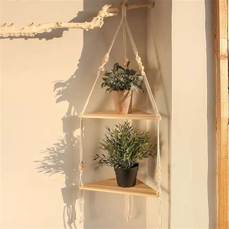 Tag Re Murale D Angle En Bois Tag Res De Plantes En Bois Etagere