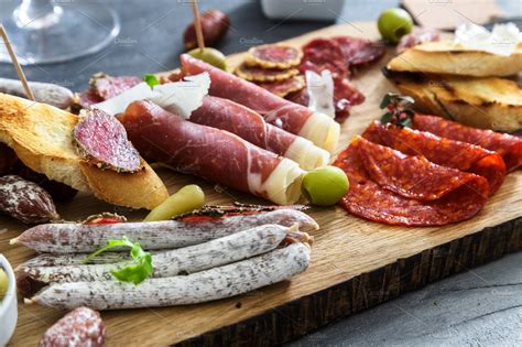 Cured Meat Platter Of Traditional Spanish Tapas Chorizo Salsichon