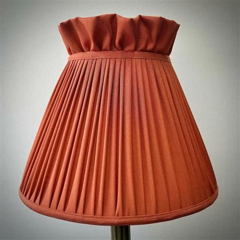 Burnt Orange Ruffled Top Fabric Lampshade