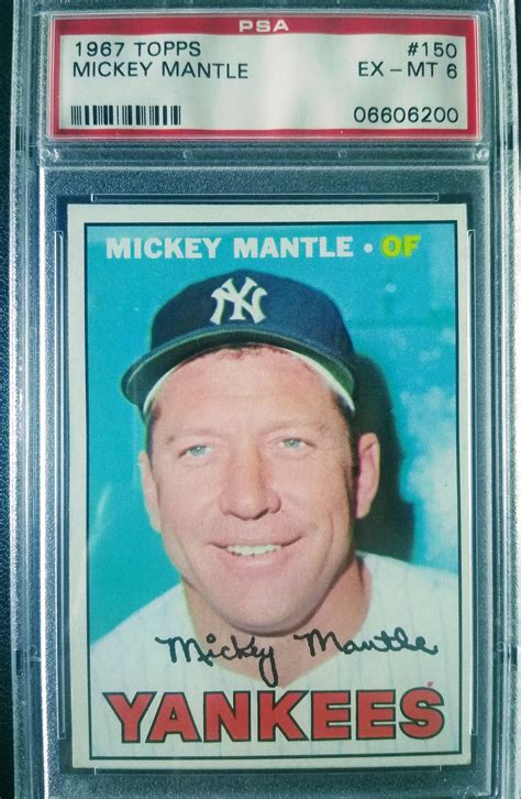 1967 Topps Mickey Mantle New York Yankees Psa 6 Ex Mt Etsy