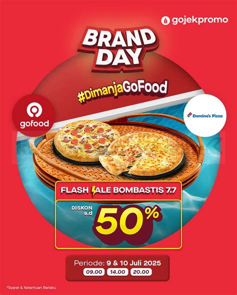 Promo Domino's Pizza GOFOOD Flash Sale Bombastis 7.7 Diskon Hingga 50%