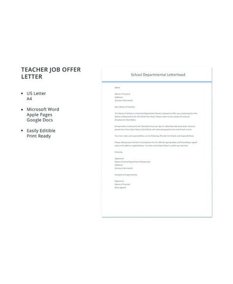 Free Sample Job Offer Letter Templates In Pdf Ms Word Apple