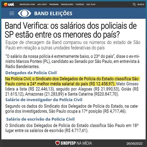 Jornal Band Mat Ria Usa Levantamento Do Sindpesp A Respeito Do