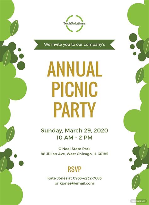Office Picnic Invitation Template In Word Publisher Psd Illustrator