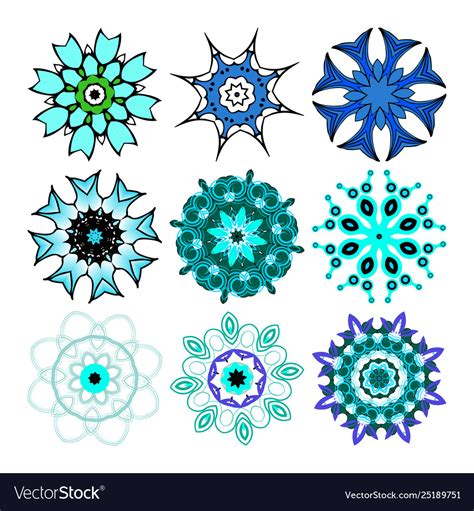 Beautiful Ornamental Rosettes Set For Ethnic Vector Image