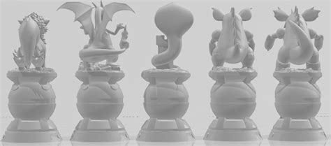 STL File POKEMON Complete Chess Set COMPLETE CHESS SET 3D Printer