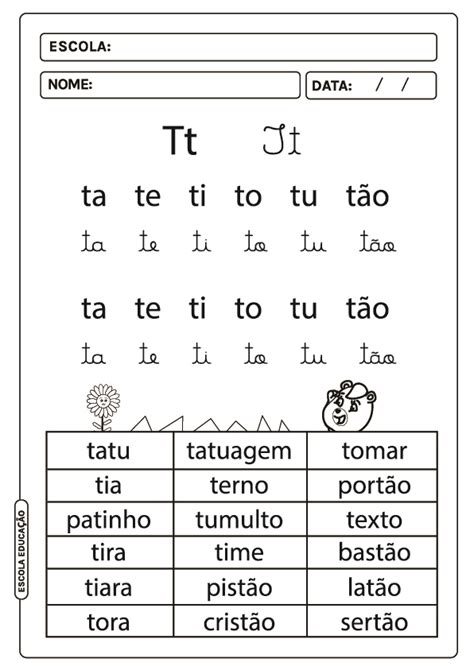 12 Fichas de leitura sobre sílabas simples para imprimir Conheça a