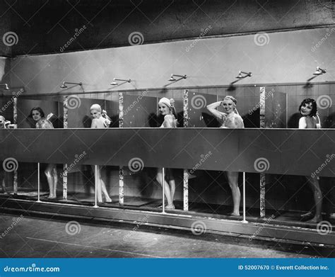 Row Of Women In Public Showers Stock Photo Image Of Cleanliness