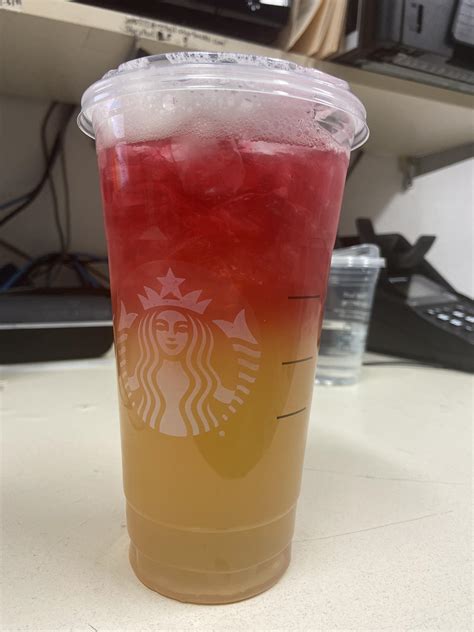 Venti Green Tea Lemonade With Mango Base And A Splash Of Passion On Top