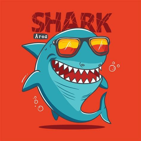 Funny Cartoon Shark Wearing Sunglasses Vector Illustration 18887248