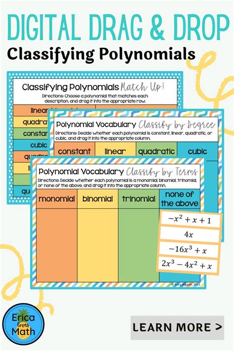 Classifying Polynomials Digital Activity Drag Drop Quadratics