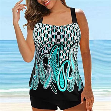 Tankini Damen Bauchweg Zweiteilig Badeanzug Digital Badeanzug Strand