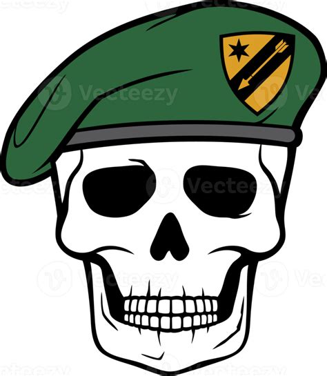 Calavera Con Boina Militar Png