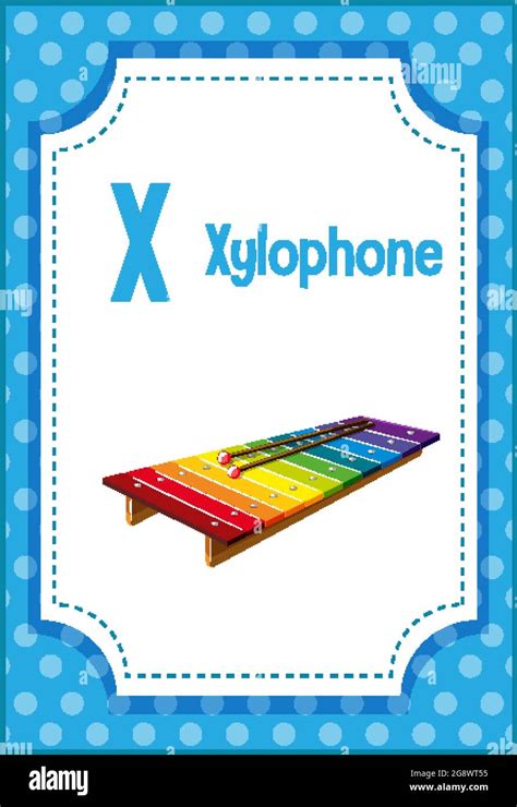 Alphabet Flashcard With Letter X For Xylophone Illustration Stock