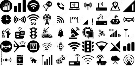 Big Set Of Signal Icons Set Hand Drawn Isolated Drawing Symbol Symbol