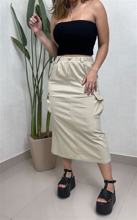 Saia Midi Parachute Nude Comprar Em Lila Rosa