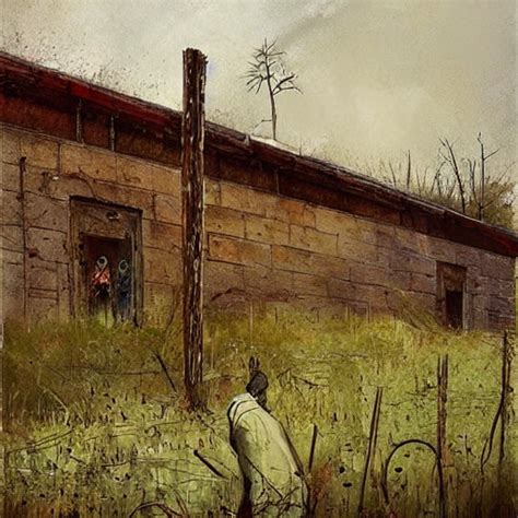 Krea Ai Painting By Jakub Rozalski Of An Abandoned Post So