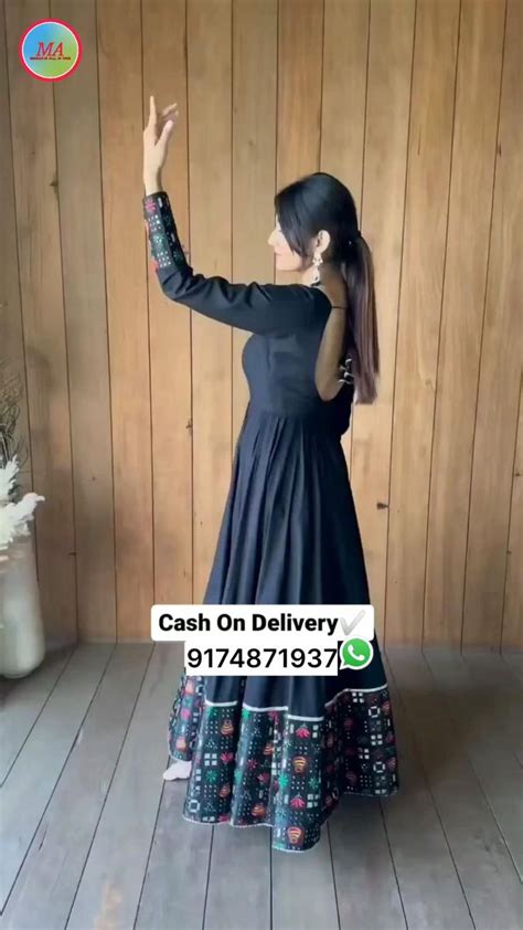 Black Georgette Long Anarkali Gown From Mahavirallinone Shopping Center