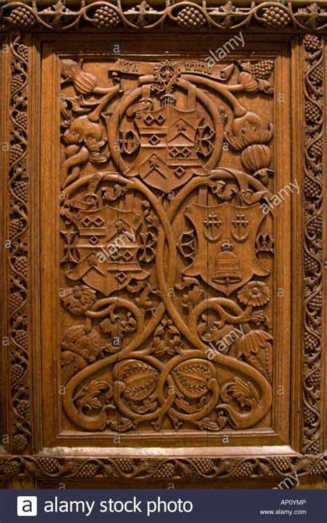 Carved Wood Panel Shield Coat Arm Relief Antique Scotland Scottish Scot