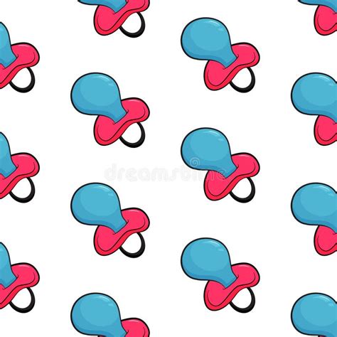 Vector Soother Icon Baby Pattern With Dummy In Blue Pink Colors Stock