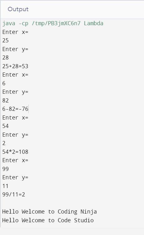 Java Lambda Expressions Naukri Code